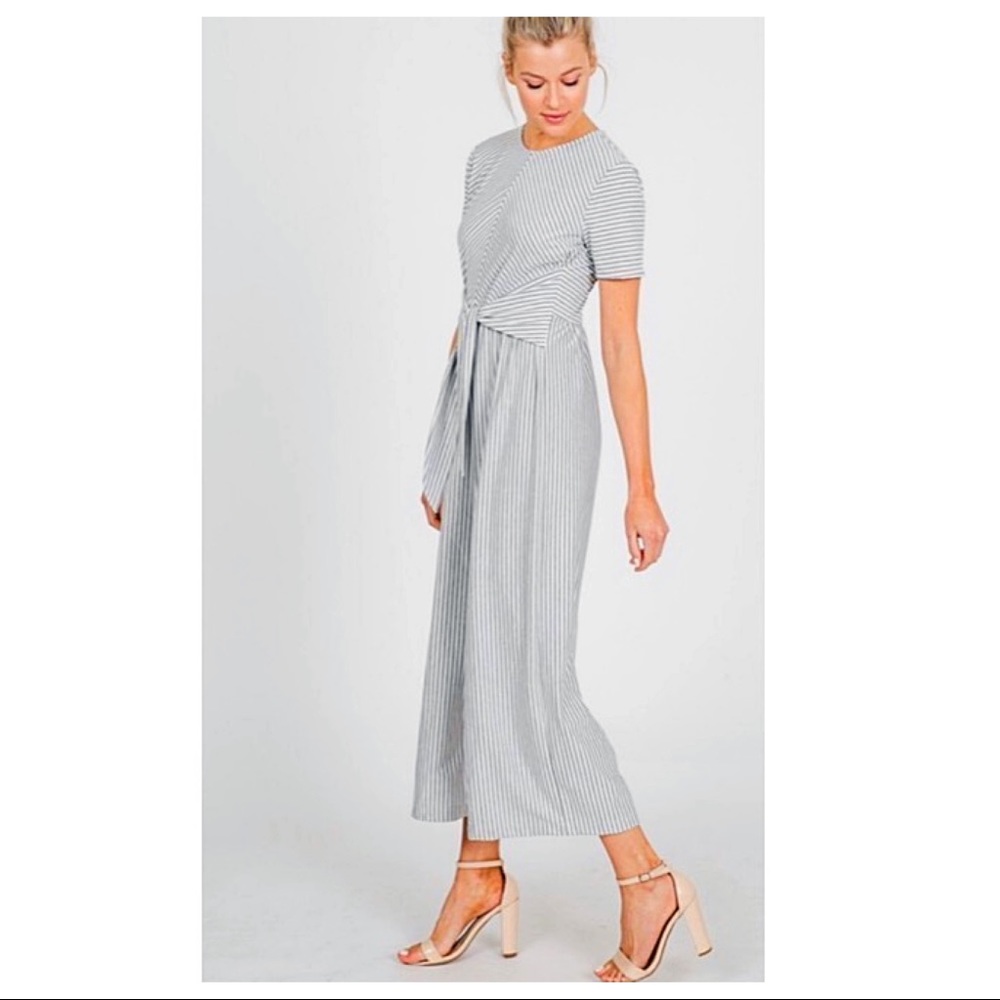 ✨LAST✨Ankle length striped front belted jumpsuit - Picture 3 of 7